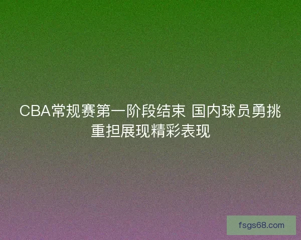 CBA常规赛第一阶段结束 国内球员勇挑重担展现精彩表现
